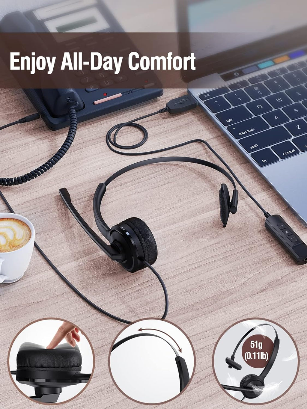 Single-Sided USB Headset with Microphone Noise Cancelling, 2.5mm S7100