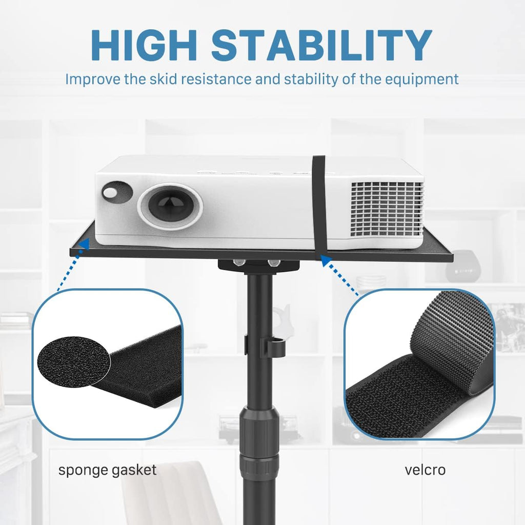 Height Adjustable Mobile Projector Stand on Wheels with Tray, Black I583