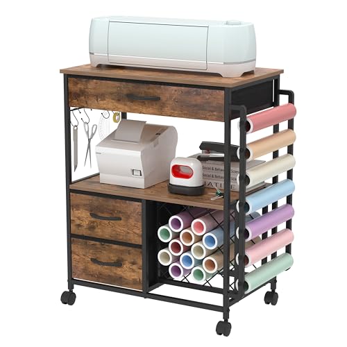 Rustic Brown Storage Cart with Drawers F802