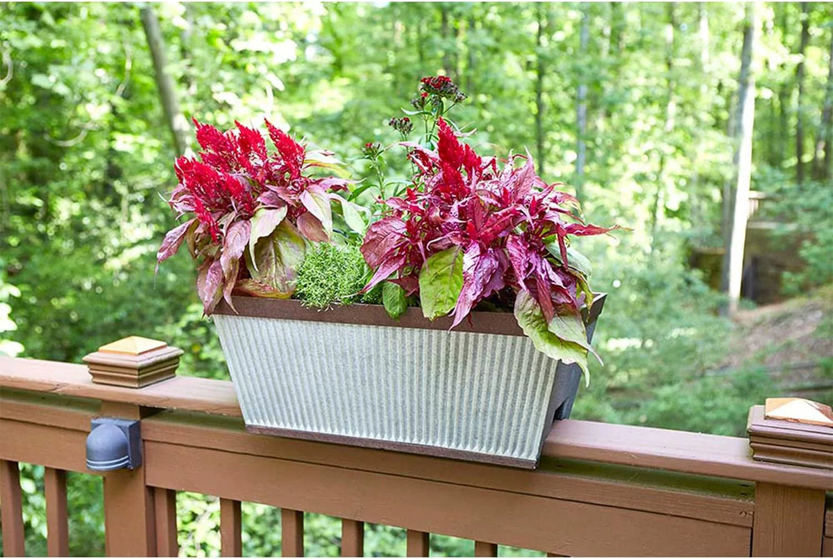 24 Inch Outdoor Deck Rail Textured Resin Planter L658