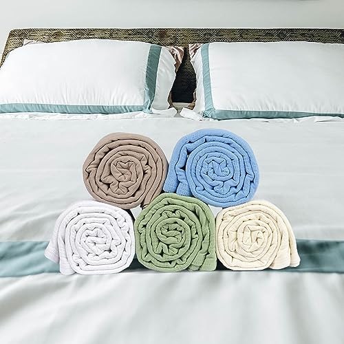 100% Cotton Thermal Blanket (74x100 in, White) V32537