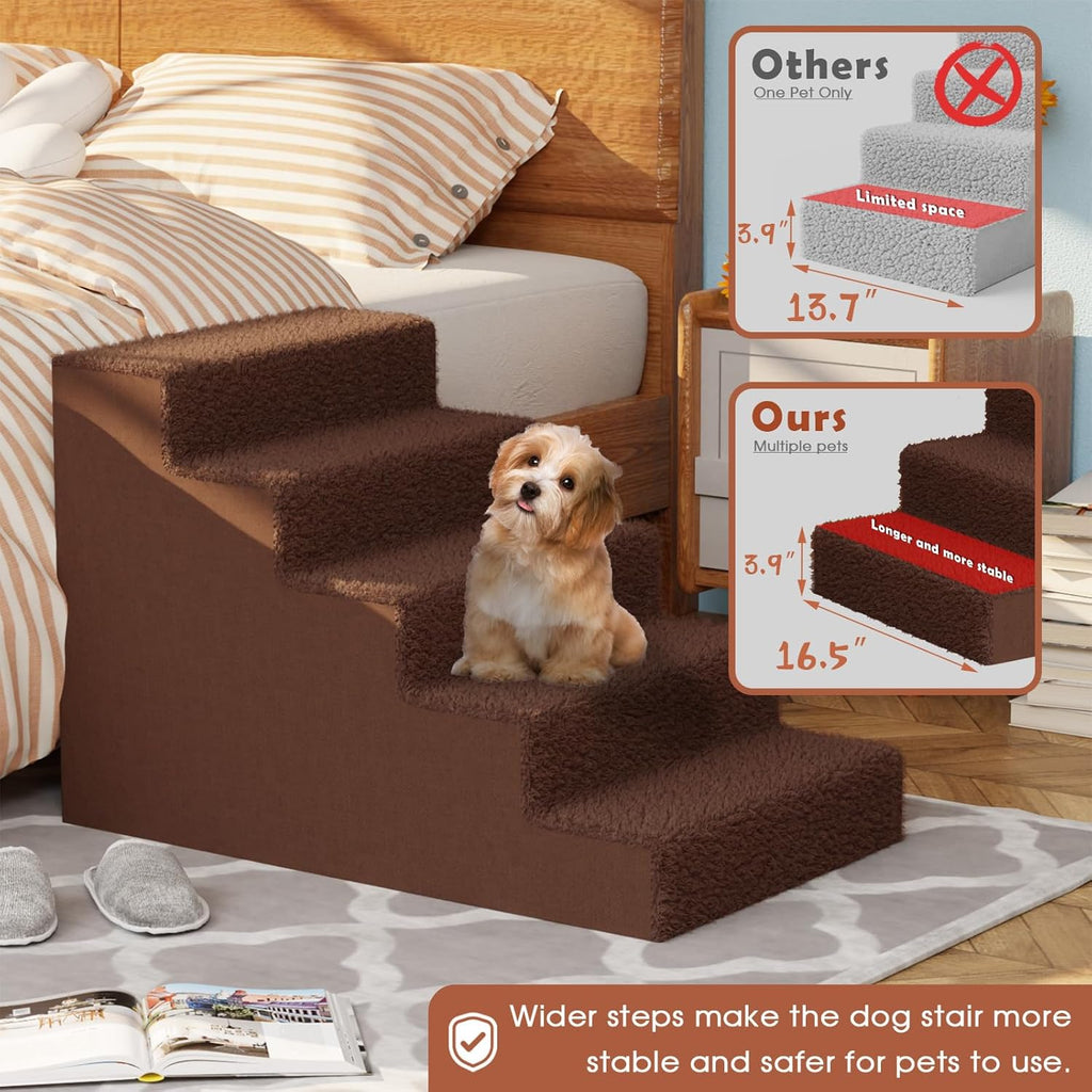 5 Tiers Thickened Widened Pet Steps with Washable Cover E752