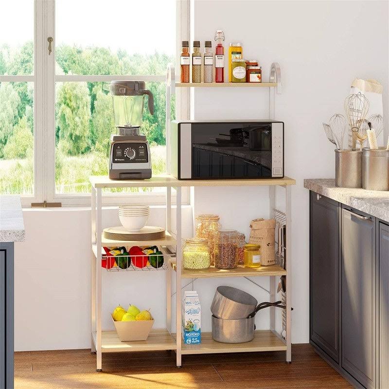 Light Beige Stainless Steel Kitchen Rack with 10 Hooks T9160