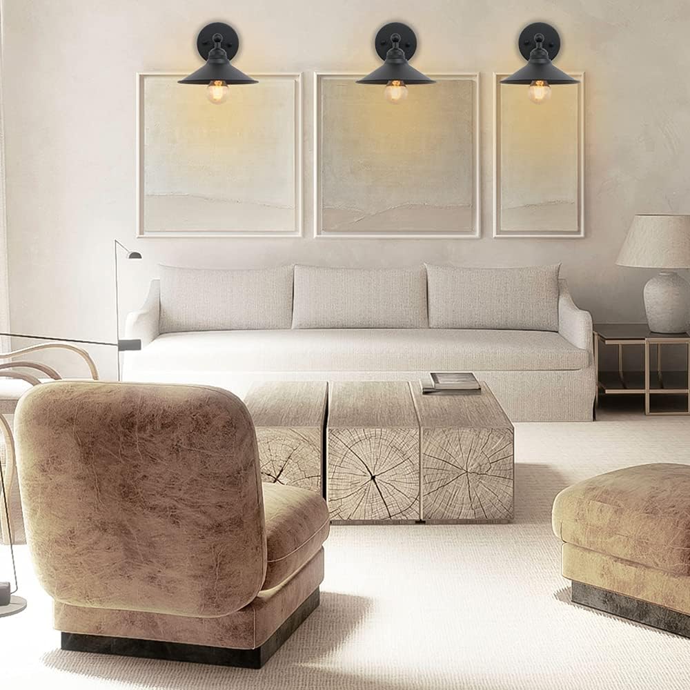 3 Pack Black Metal Wall Fixture Lighting Lamp F16490
