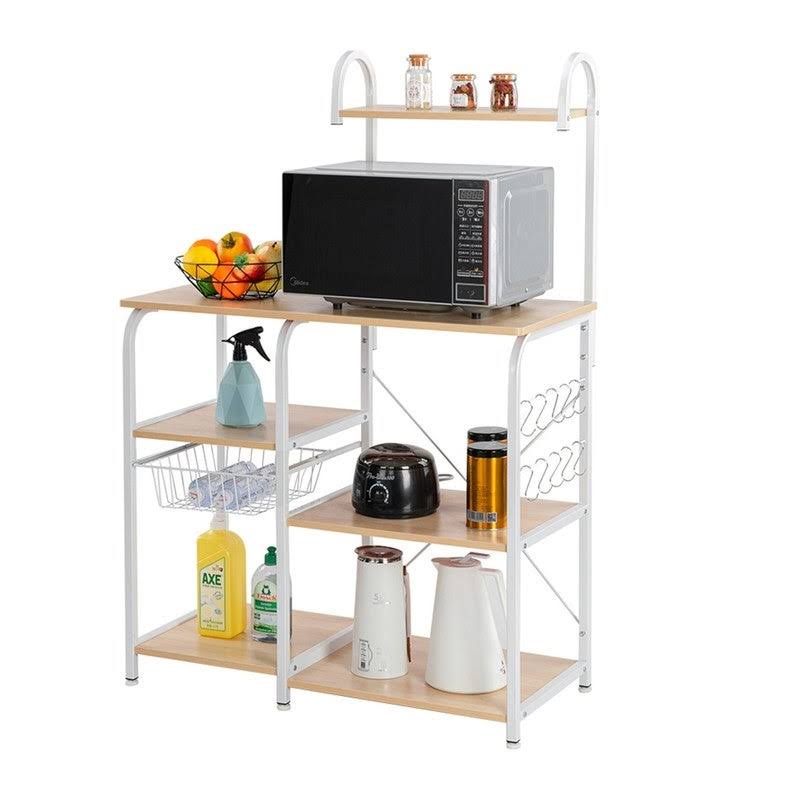 Light Beige Stainless Steel Kitchen Rack with 10 Hooks T9160