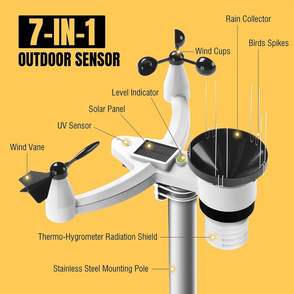13-in-1 Weather Station with Rain Gauge, Wind Gauge, UV Index K8130