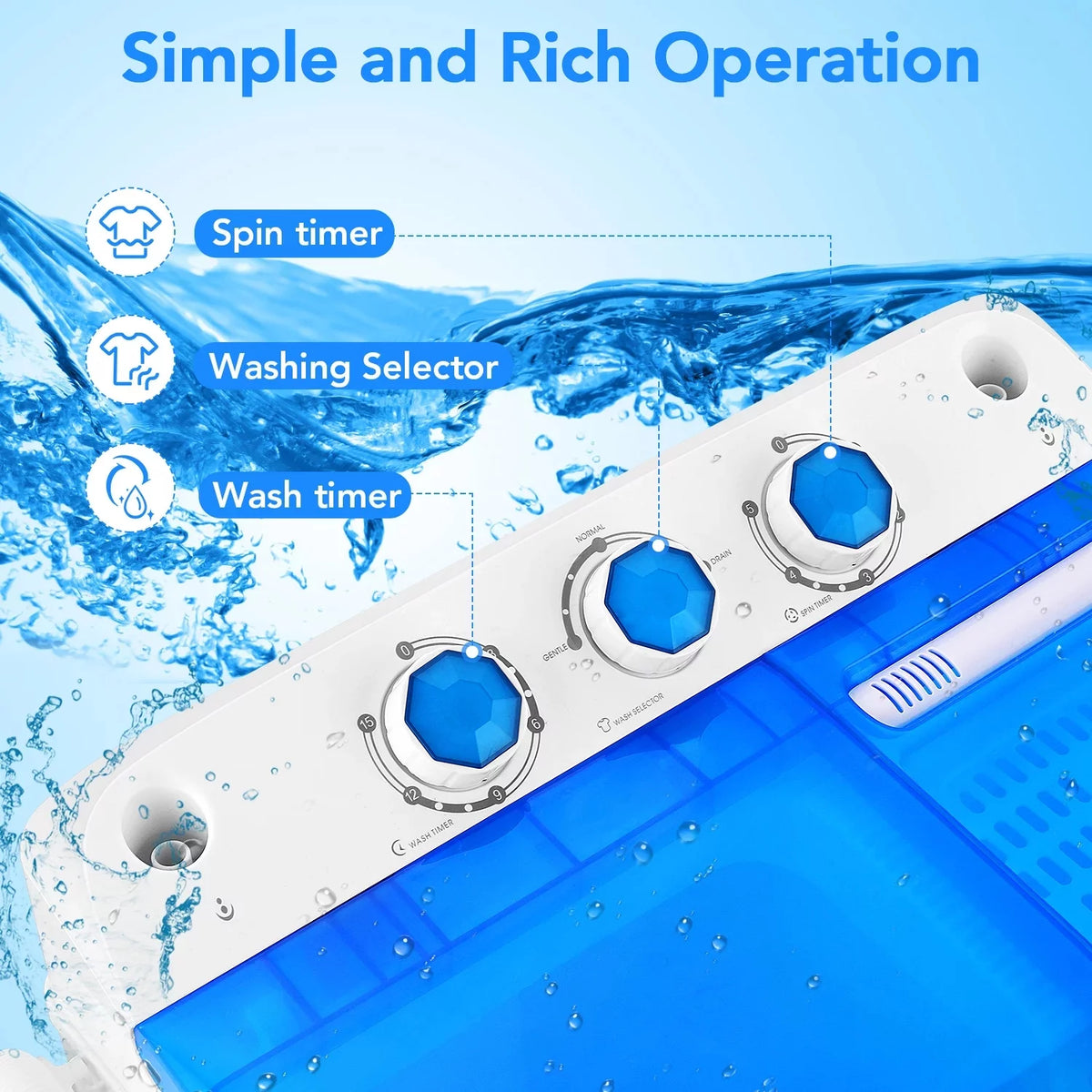 Mini Washing Machine, 11lbs Washer & 6.6lbs Spin Dryer Combo, Compact Washer Machine with Drain Pump A61252