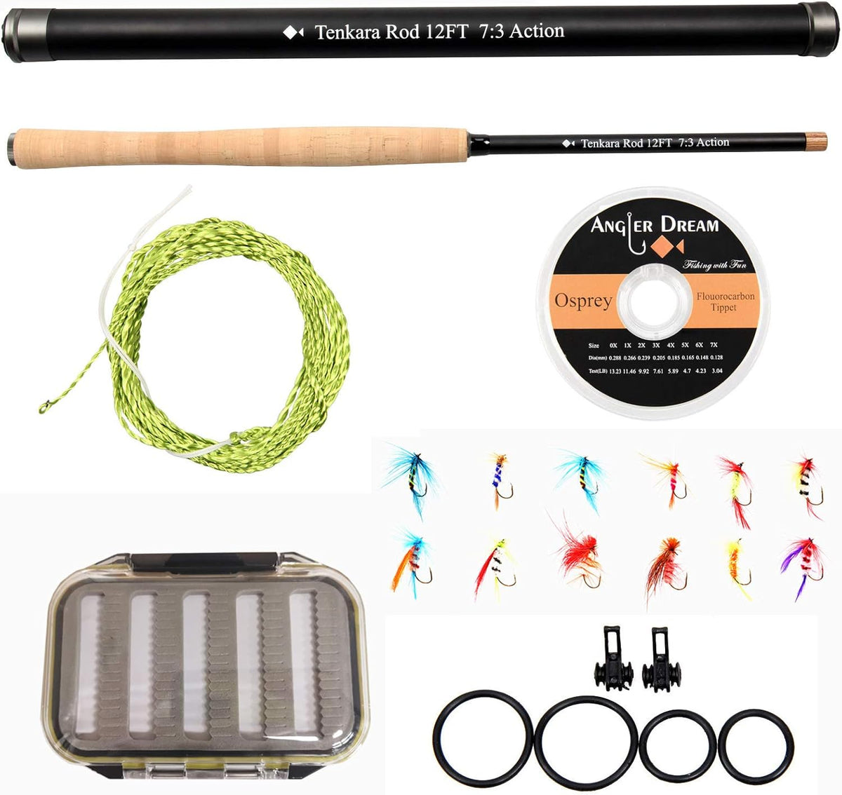 12/13FT Tenkara Rod Kit 30T Carbon Fiber Telescopic Fly Fishing Rod Combo D68575
