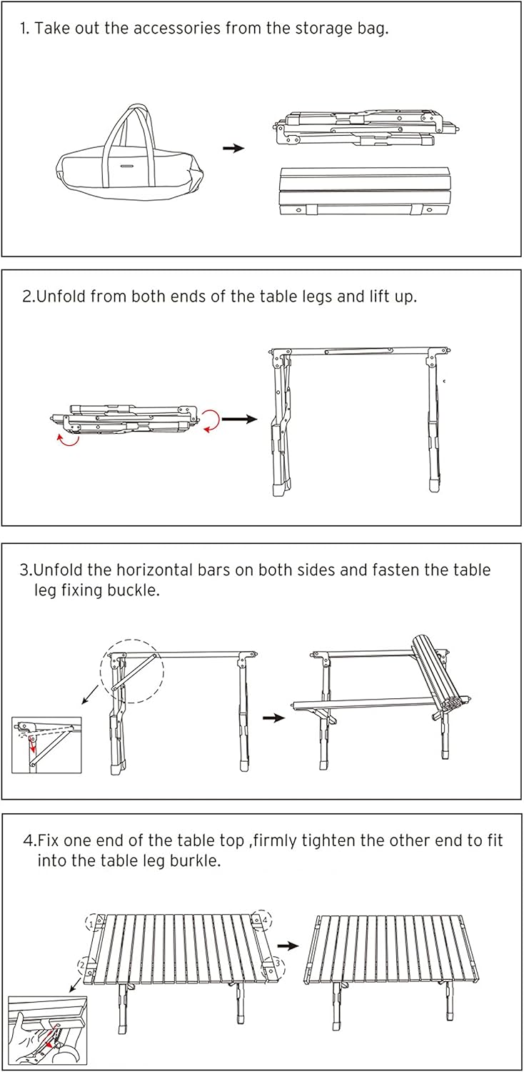 Wood Folding Portable Camping Table with Carrying Case C799