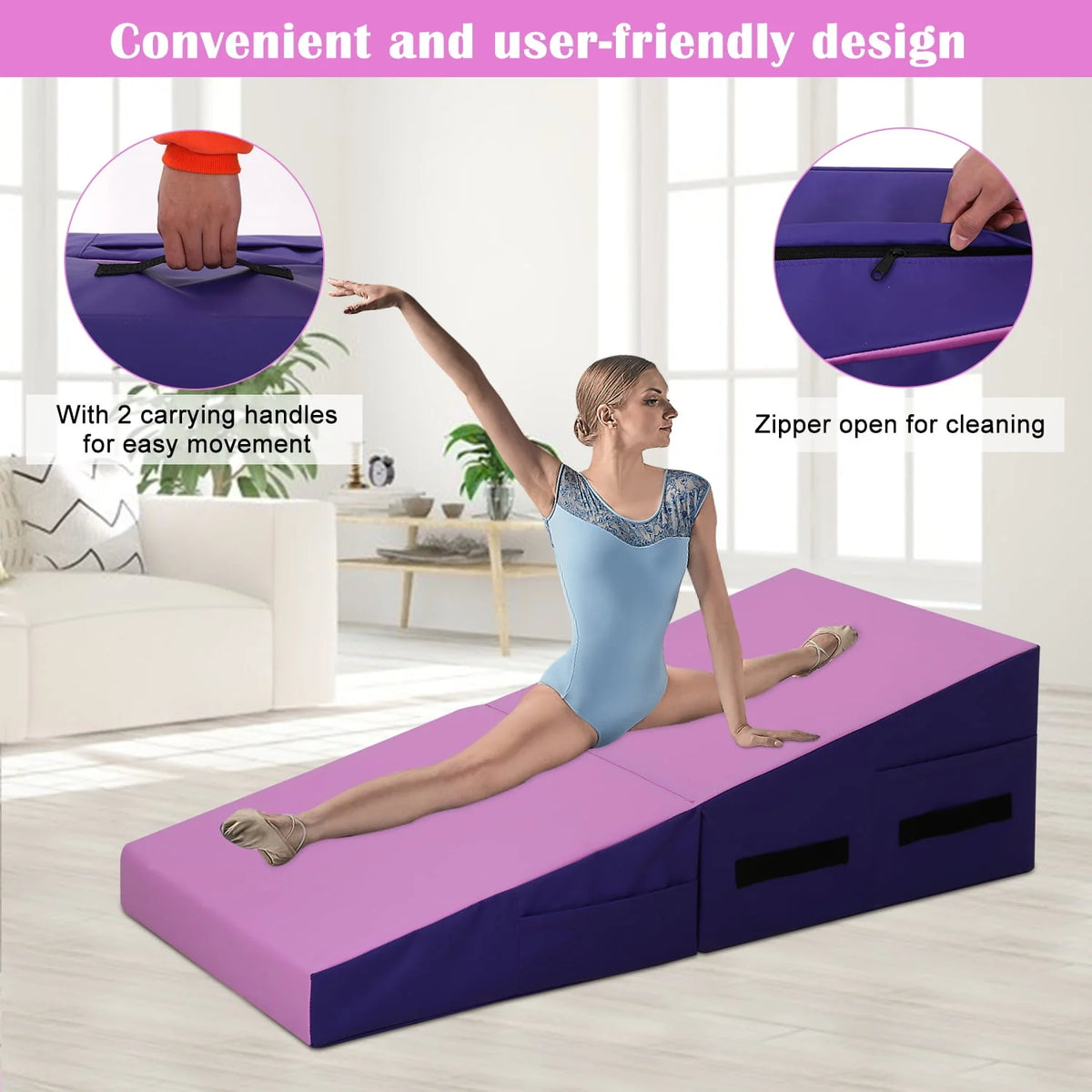 48x24 inch Foldable Incline Gymnastics Mat with Handle B582155