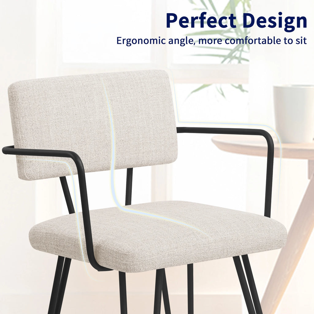 Off-White Set of 6 Dining Chairs with Metal Arms L16712