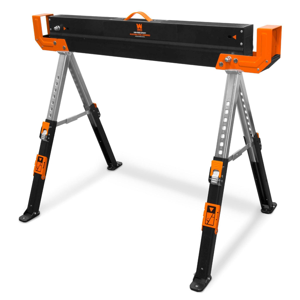 1300-Pound Capacity Height Adjustable Folding Steel Saw Horse, Two Pack Y707704