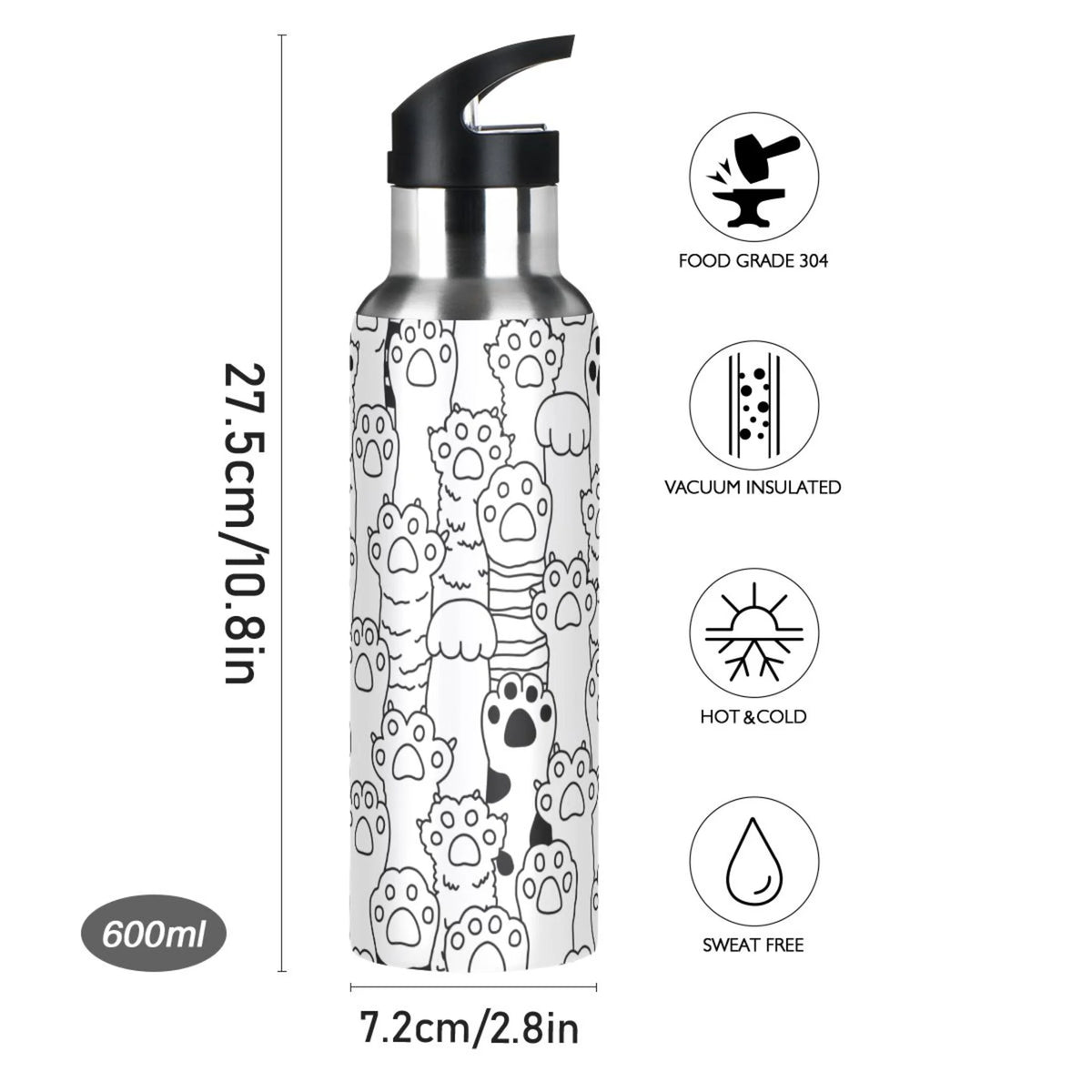 Stainless Steel Insulated Water Bottle with Straw Lid F70618