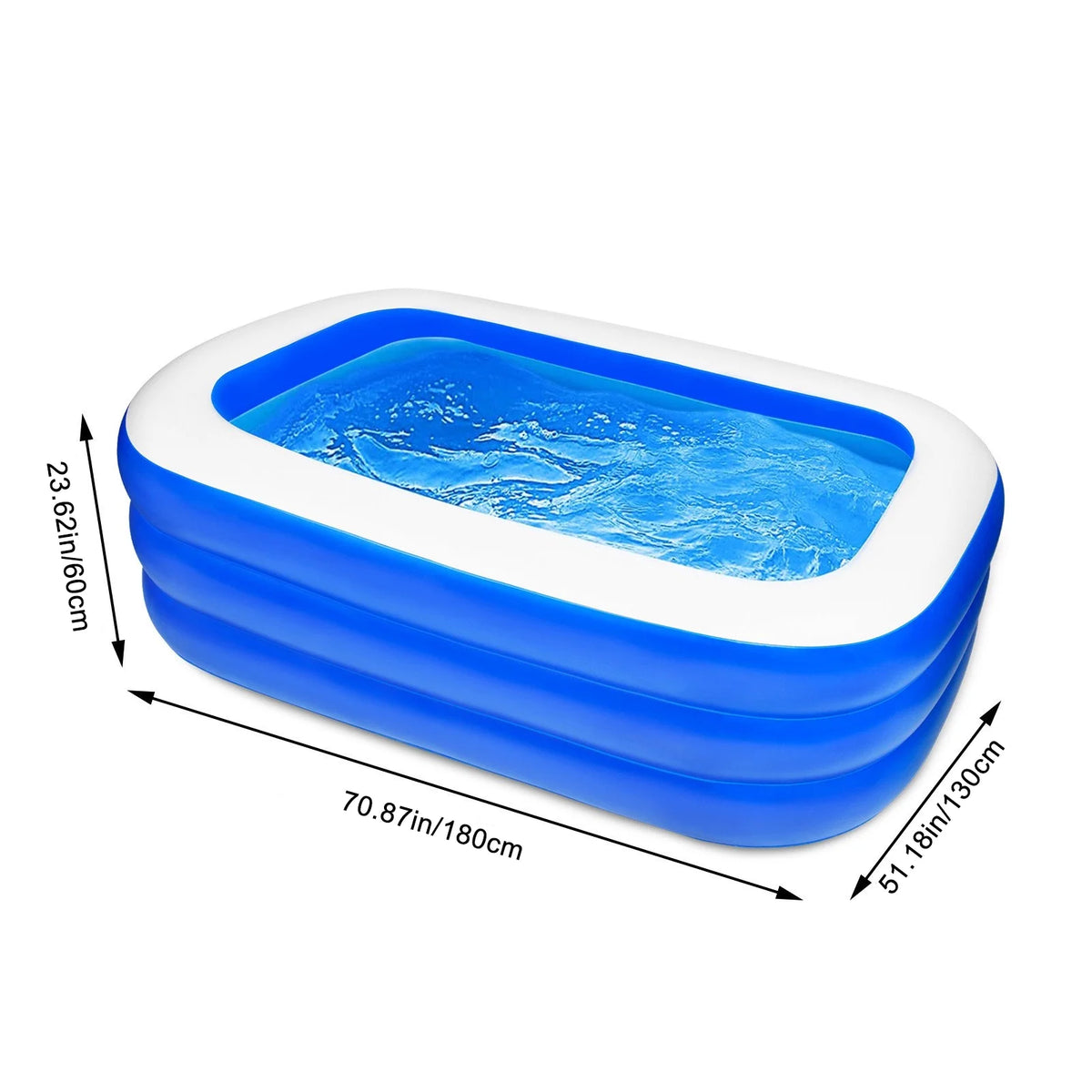 Inflatable Kiddie Pool 71 x 51 x 24 Rectangle Swimming Pool T85065