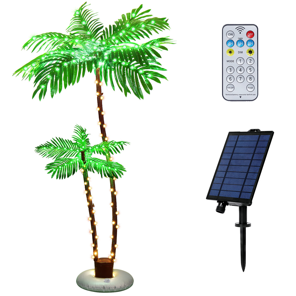 Solar Artificial Palm Tree 6Ft Lighted with 8 Modes R1005