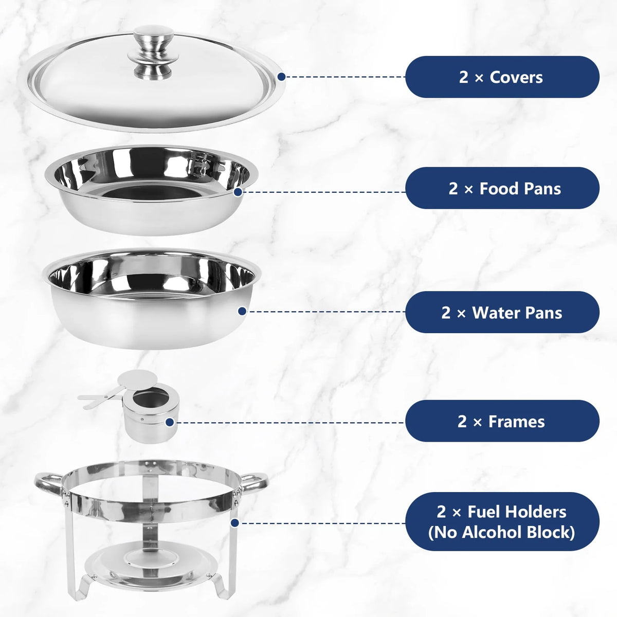 5Qt 4-Pack Stainless Steel Chafing Dish Buffet Set S638411