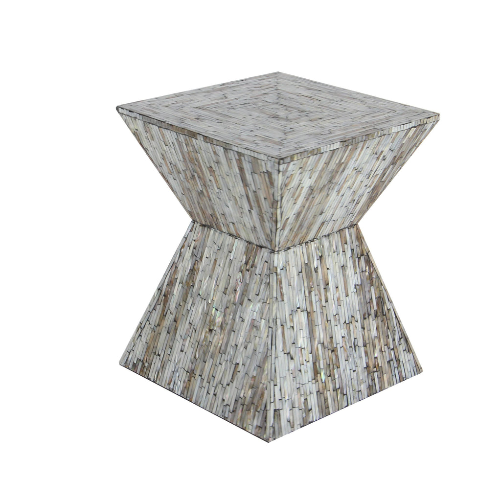 Wood Shell Inlay Accent Table E9017