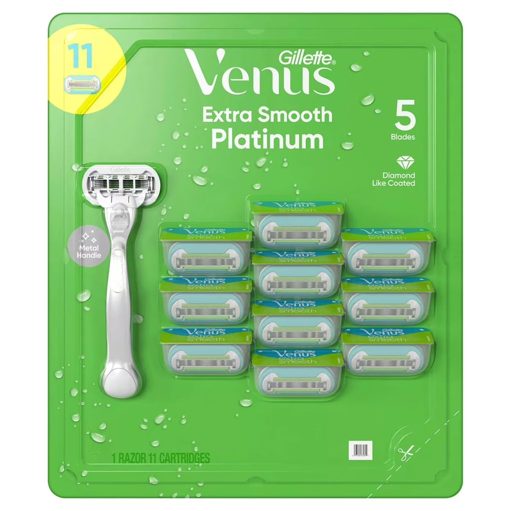 Platinum Extra Smooth Metal Handle Womens Razor 1 Handle + 11 Refills B415621