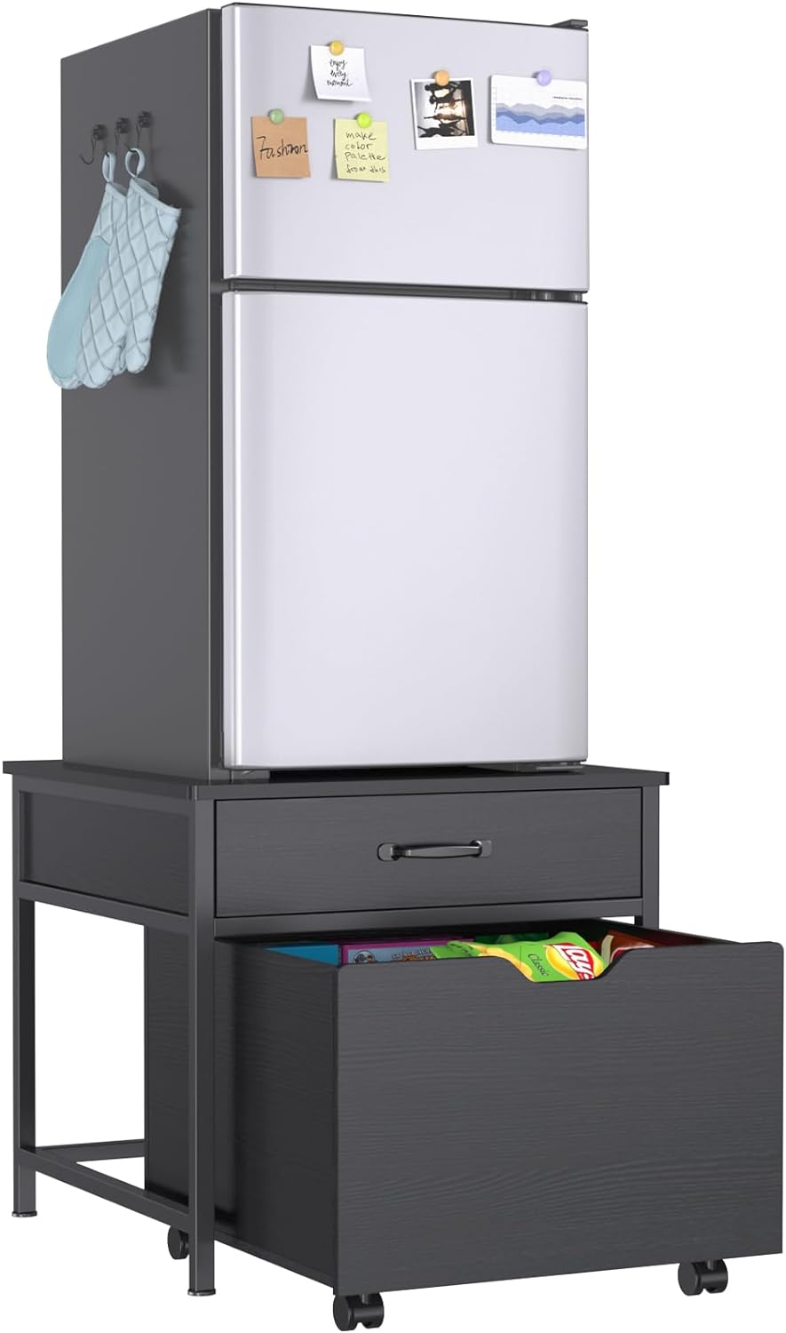 Mini Fridge Stand with Storage Rolling Cabinet 220LBS Capacity F24466