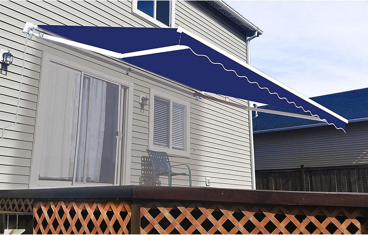 12 x 10 Feet Blue Retractable Patio Awning E266