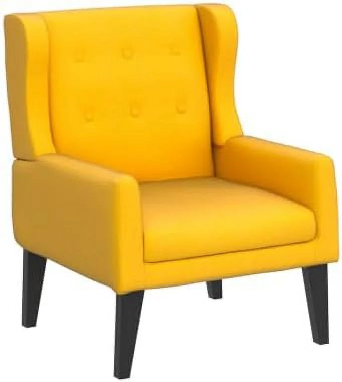 Yellow Upholstered Fabric Wingback Accent Chair Y4935