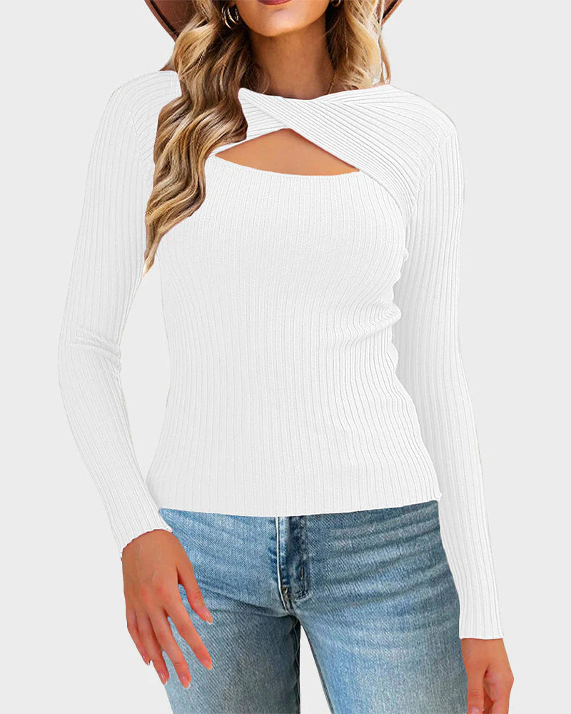 Cutout Knit Sweater T721