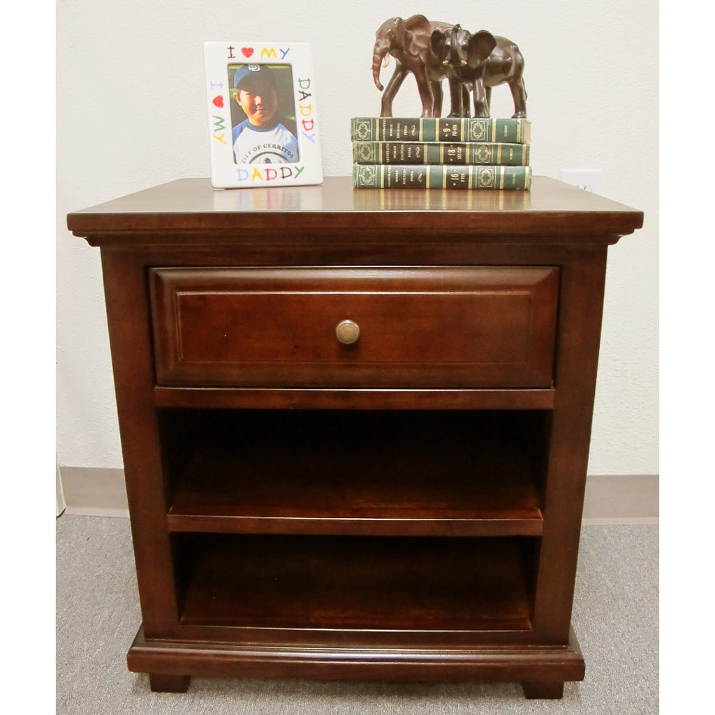 Solid Mahogany Wood Nightstand in Dark Brown S166805