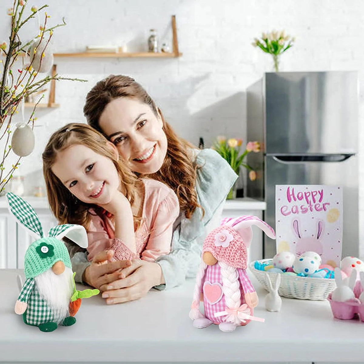 Easter Gnomes Decorations, 2 Pack Plush Gnome House Decor J8999