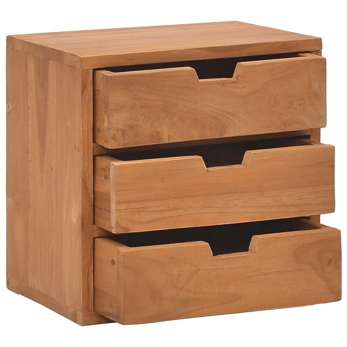 Teak Wood 3 Drawer Bedside Cabinet S58677
