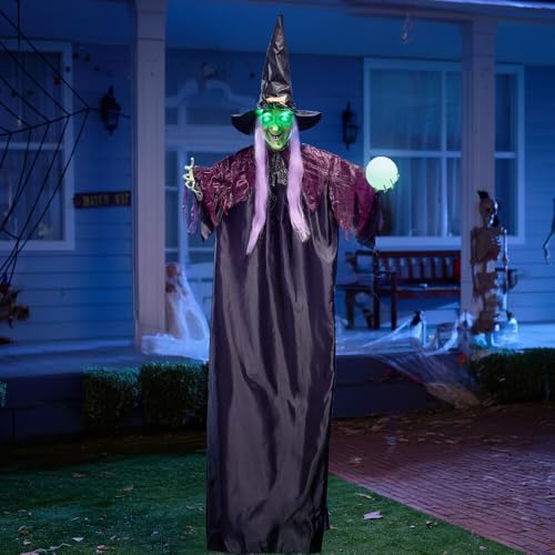78" Hanging Witch Halloween Decoration with Light Up Eyes A8191