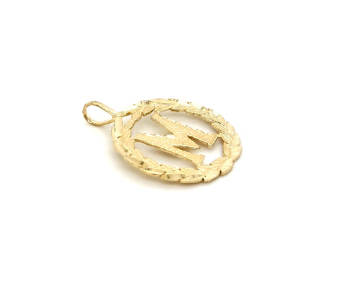 14K Yellow Gold Initial 'M' Pendant Necklace with 20" Chain E8242