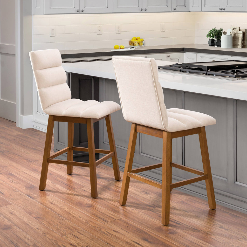 Dark Gray Fabric Barstool - Set of 2 Y34988