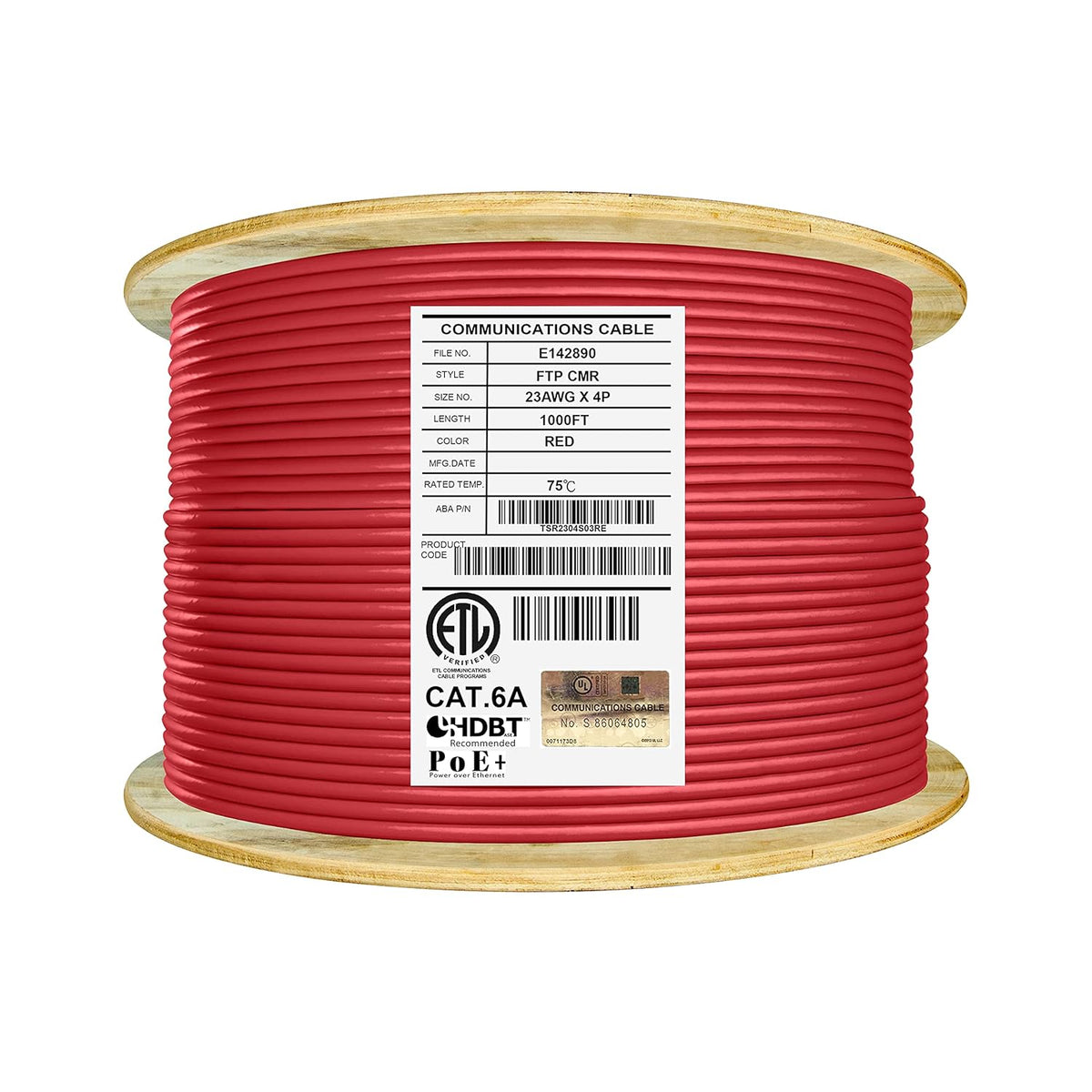 Bulk Ethernet Cable Reel, Cat6A Shielded, 1000ft, Grey U524