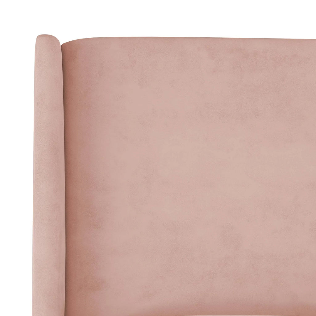 Blush Velvet Wingback Bed M527589