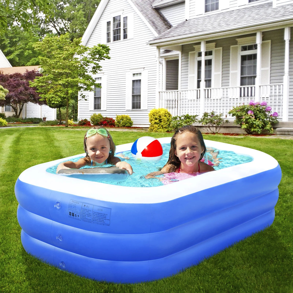 Inflatable Kiddie Pool 71 x 51 x 24 Rectangle Swimming Pool T85065