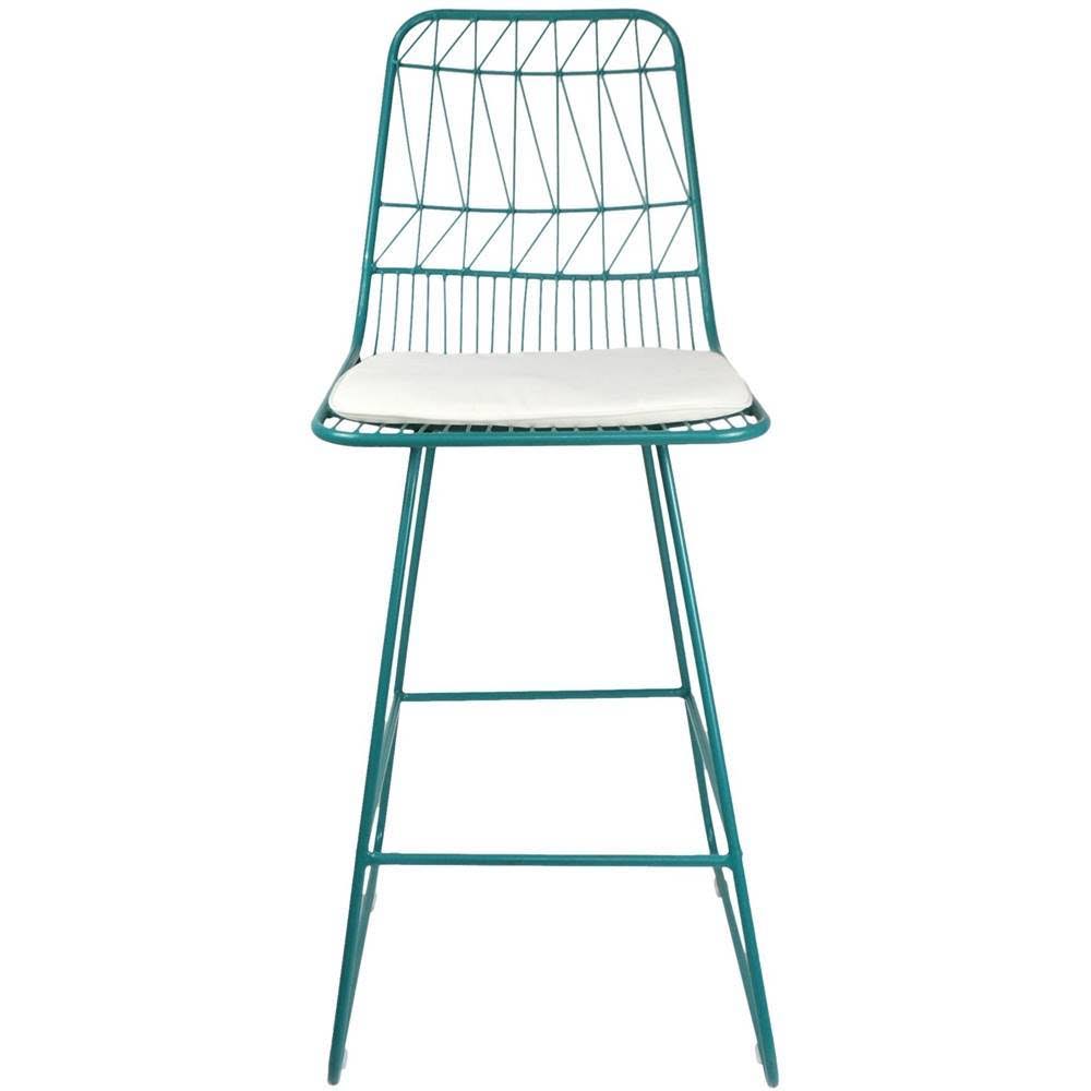 Teal Geometric Iron Cafe Stools (Set of 2) F93539