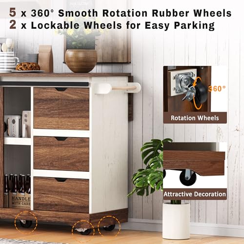55.5" Black Mobile Kitchen Island with Drop Leaf Q68106