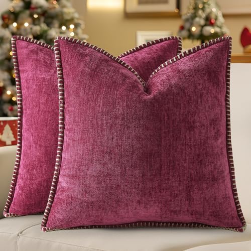 Christmas Chenille Soft Throw Pillow Covers 18x18 Set of 2 T88594
