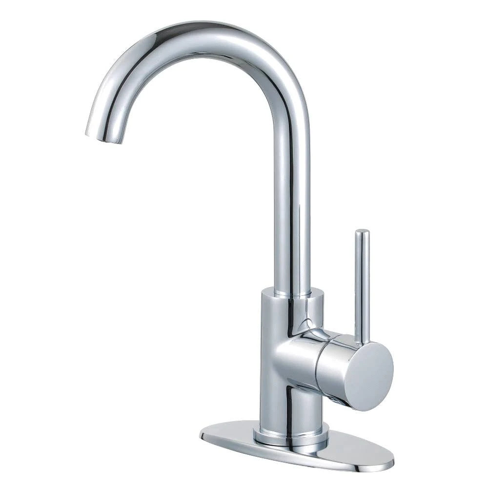 Polished Chrome Single-Handle Bathroom Faucet with Push Pop-Up J378