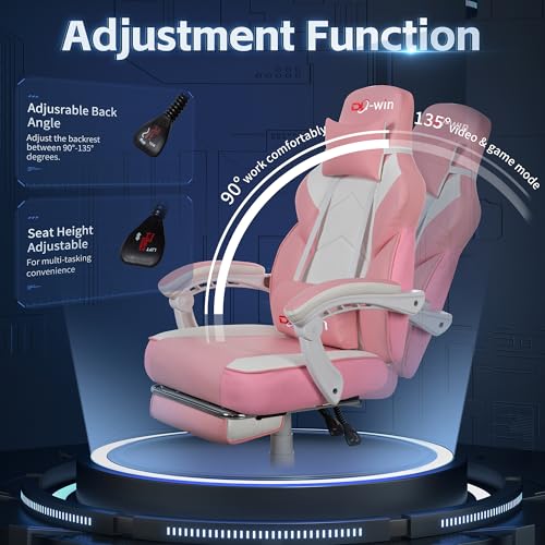 Blue Ergonomic Gaming Chair with Footrest U66458