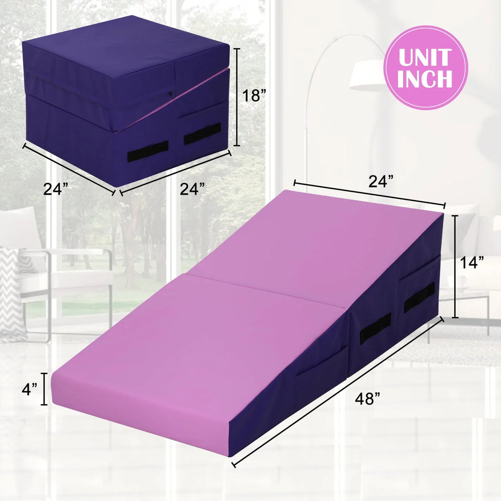 48x24 inch Foldable Incline Gymnastics Mat with Handle B582155