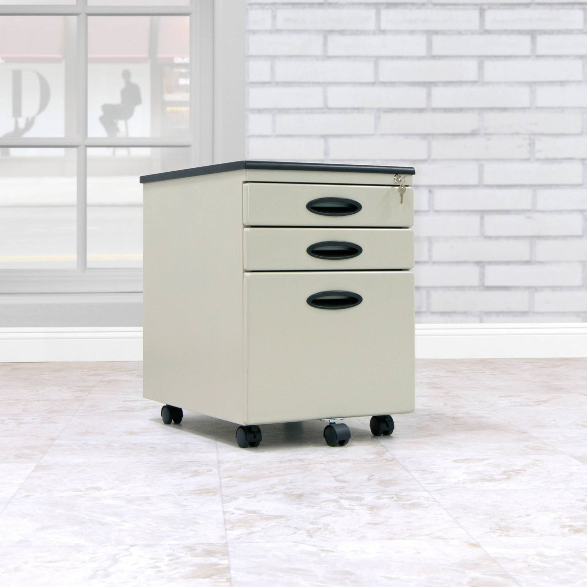 Putty Mobile File Cabinet with Locking Drawers F339401