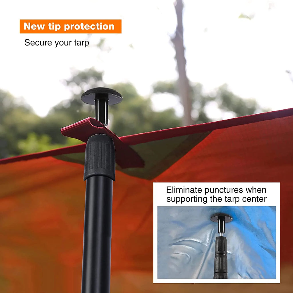 Aluminum Tarp Poles, Set of 2, Telescoping, Black A5201