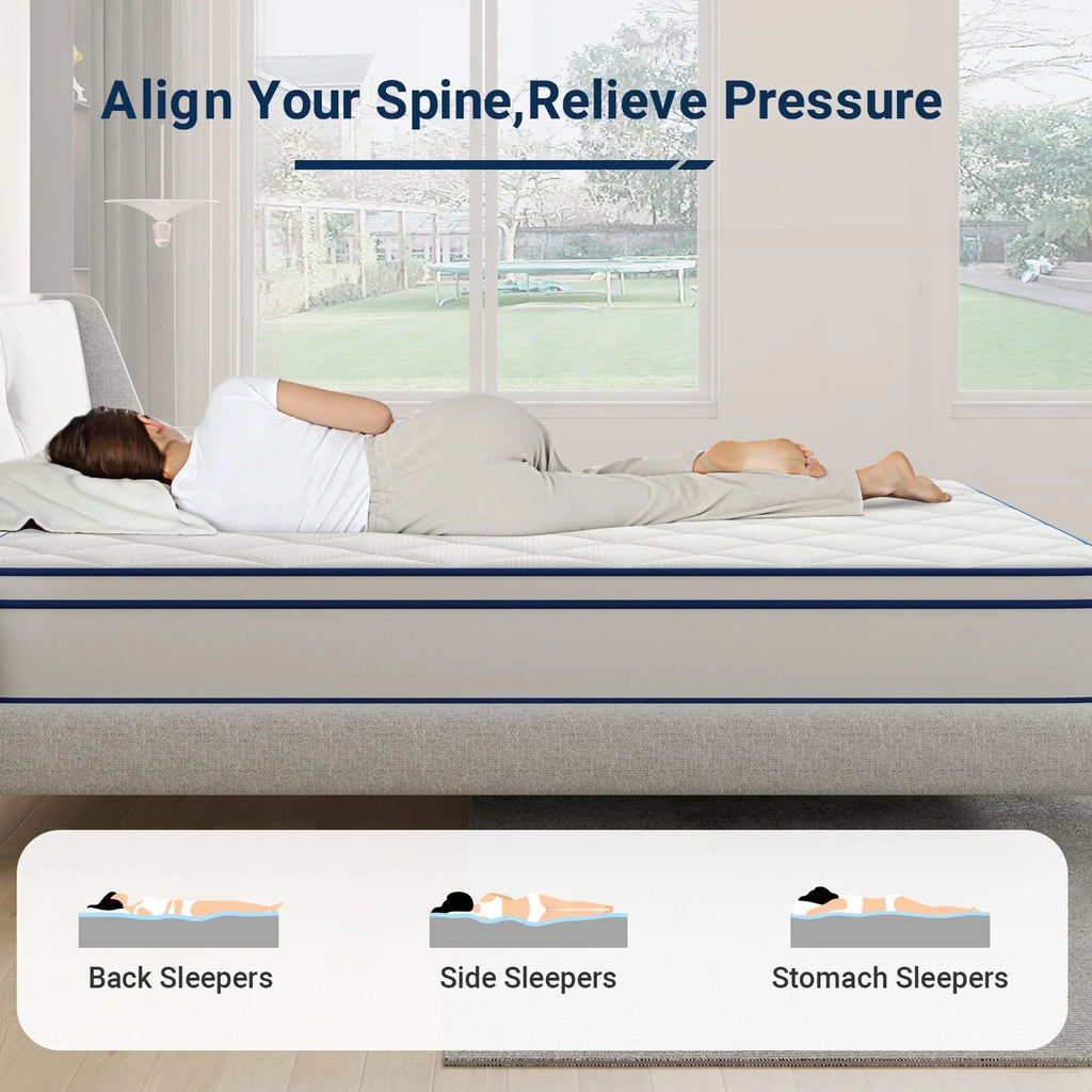 10 inch Gel Memory Foam Hybrid Mattress Queen Size J932993