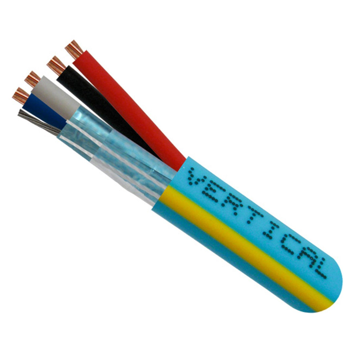 22AWG/2 Shielded Data + 18AWG/2 Power Stranded Bare Copper Cable, Teal with Yellow Stripe, 1000ft A952809