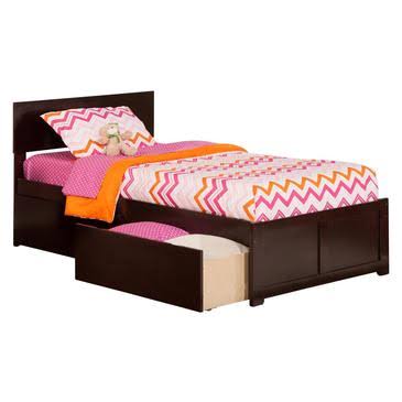 King Antique Walnut Bed Foot Board with Drawers W40281