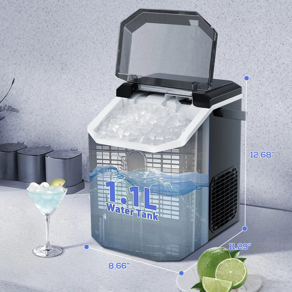Nugget Ice Maker Countertop with Soft Chewable Pellet Ice, 34lbs/24H, Self-Cleaning, Black M490332