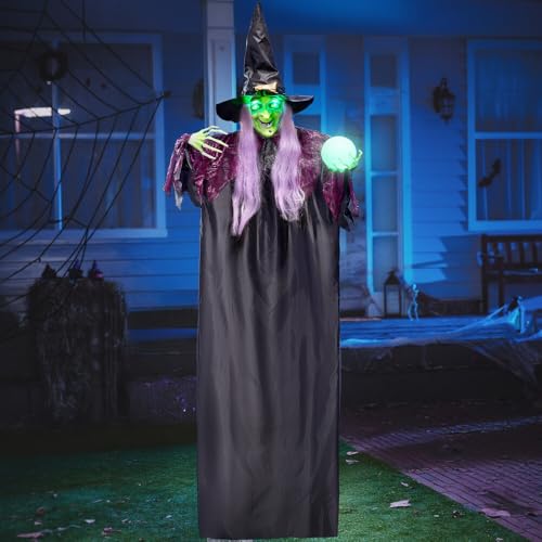 78" Hanging Witch Halloween Decoration with Light Up Eyes A8191