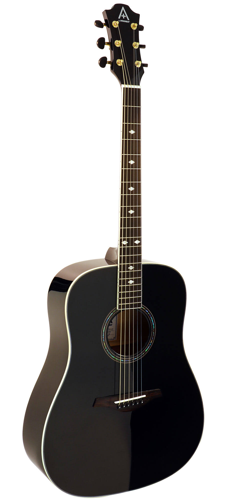 Black Solid Top Dreadnought Steel String Acoustic Guitar E398