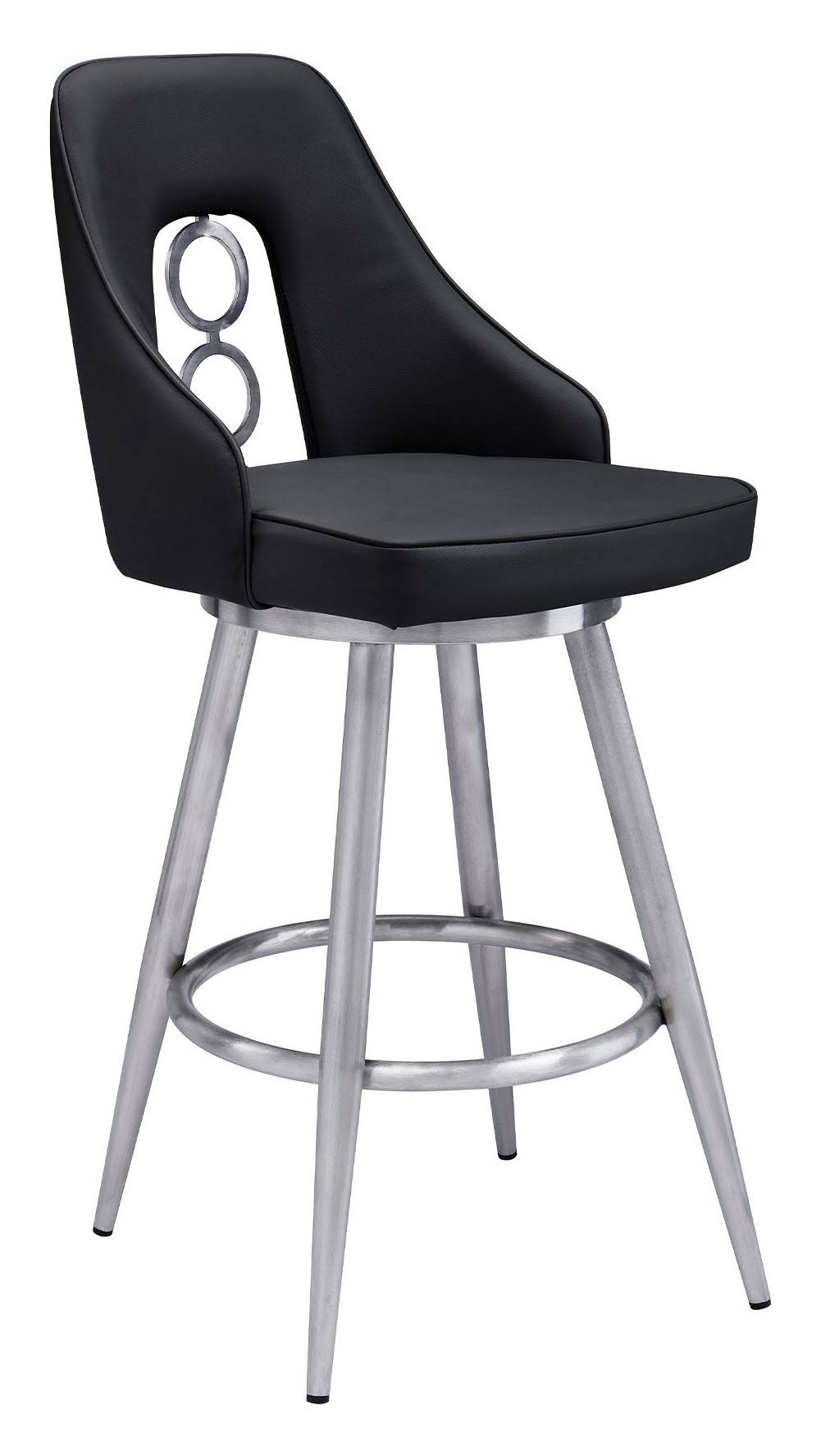 Black Faux Leather Bar Height Barstool P64062